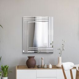 MirrorOutlet Oakley All Glass Triple Edge Bevelled Mirror 68 x 58 CM in Silver - Size: 1 Pack - thumbnail 6