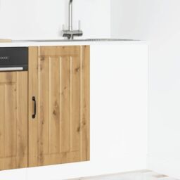 Berkfield Home Sink Base Cabinet Lucca Artisan Oak Engineered Wood in Brown - thumbnail 4
