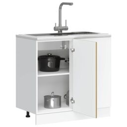 Berkfield Home Sink Base Cabinet Lucca Artisan Oak Engineered Wood in Brown - thumbnail 3