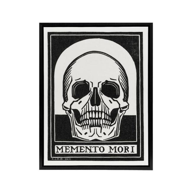 "Artery8 Memento Mori Skull Black & White Framed Canvas Art Print de Graag - Size: W12"" x H16""" - image 1