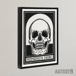 "Artery8 Memento Mori Skull Black & White Framed Canvas Art Print de Graag - Size: W12"" x H16""" - thumbnail 2