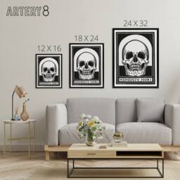 "Artery8 Memento Mori Skull Black & White Framed Canvas Art Print de Graag - Size: W12"" x H16""" - thumbnail 4
