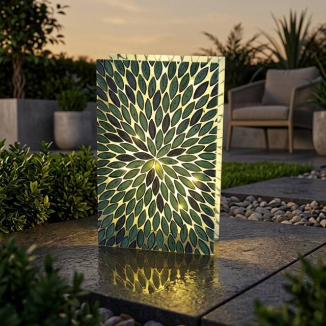 Garden Greatness Emerald Glass Table Top Garden Light in Green - image 1