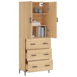 Berkfield Home Highboard Sonoma Oak 69.5x34x180 cm Engineered Wood in Brown - thumbnail 3
