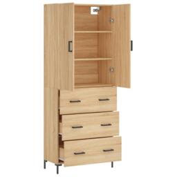 Berkfield Home Highboard Sonoma Oak 69.5x34x180 cm Engineered Wood in Brown - thumbnail 4