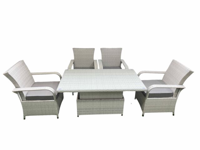 Fimous Outdoor Rattan Garden Furniture Set Patio 4 Chairs Plus Height adjustable dining table Sets Light Grey Mixed - image 1