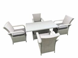 Fimous Outdoor Rattan Garden Furniture Set Patio 4 Chairs Plus Height adjustable dining table Sets Light Grey Mixed - thumbnail 4
