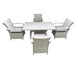 Fimous Outdoor Rattan Garden Furniture Set Patio 4 Chairs Plus Height adjustable dining table Sets Light Grey Mixed - thumbnail 3