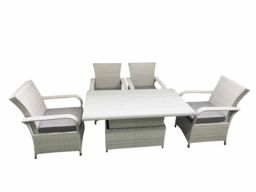 Fimous Outdoor Rattan Garden Furniture Set Patio 4 Chairs Plus Height adjustable dining table Sets Light Grey Mixed - thumbnail 2