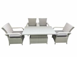 Fimous Outdoor Rattan Garden Furniture Set Patio 4 Chairs Plus Height adjustable dining table Sets Light Grey Mixed - thumbnail 1