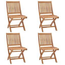 Berkfield Home Folding Garden Chairs 4 pcs Solid Teak Wood in Brown - thumbnail 1
