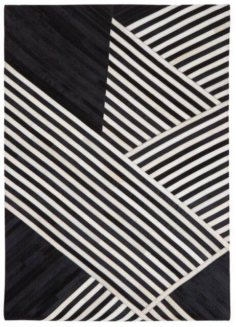 Orsina Bosie Safira Large Black & White Hair on Leather Rug - image 1