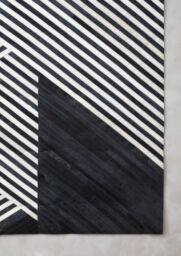 Orsina Bosie Safira Large Black & White Hair on Leather Rug - thumbnail 4