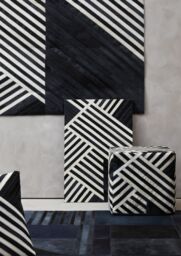 Orsina Bosie Safira Large Black & White Hair on Leather Rug - thumbnail 5