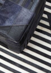 Orsina Bosie Safira Large Black & White Hair on Leather Rug - thumbnail 3
