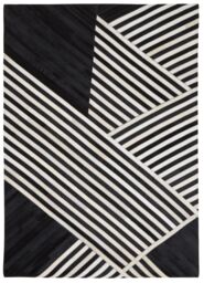 Orsina Bosie Safira Large Black & White Hair on Leather Rug - thumbnail 1