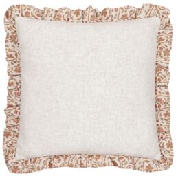 Paoletti Linen Filigree Printed Ruffle Cushion in Yellow - Size: 50 cm x 50 cm - thumbnail 3