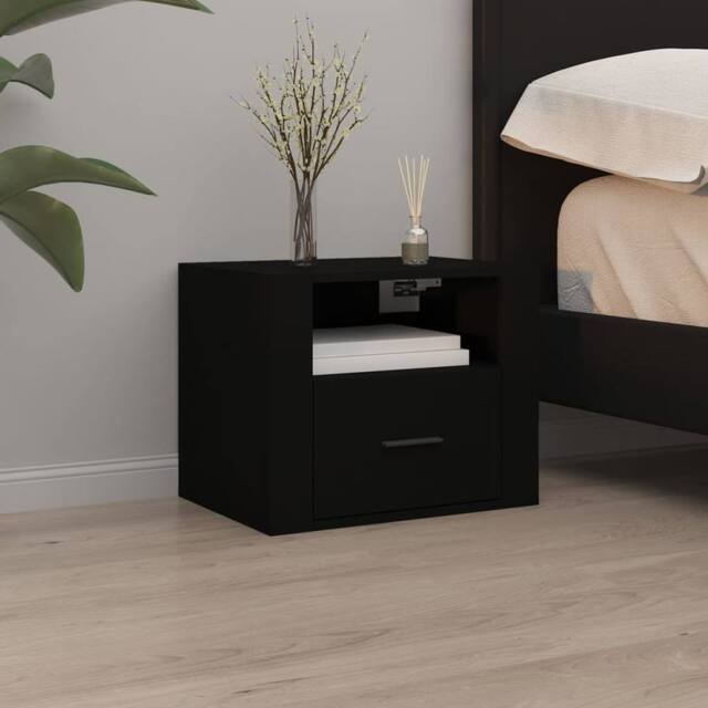 Berkfield Home Elegant Wall-mounted Bedside Cabinets 2 pcs Black 50x36x40 cm - Size: 50 x 36 x 40 cm - image 1