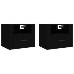 Berkfield Home Elegant Wall-mounted Bedside Cabinets 2 pcs Black 50x36x40 cm - Size: 50 x 36 x 40 cm - thumbnail 3
