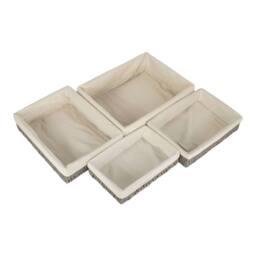 Red Hamper Set 4 Straight-sided Cotton Line Paper Rope Trays in Grey - thumbnail 2