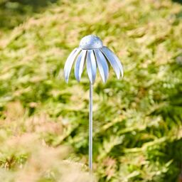 Paper High Metal Echinacea Flower Garden Stake Decoration in Silver