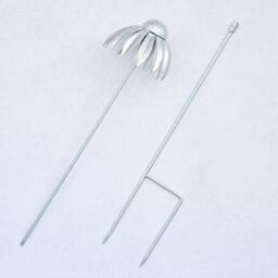 Paper High Metal Echinacea Flower Garden Stake Decoration in Silver - thumbnail 5