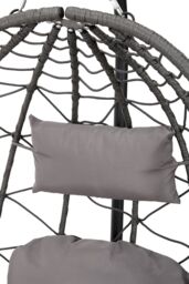 Garden Sanctuary Egg-Shaped Freestanding Hanging Chair with Stand & Cushion in Grey - thumbnail 5