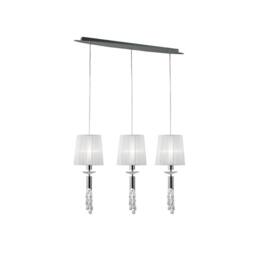 Netlighting Tiffany Pendant 3+3 Light E27+G9 Line Chrome White Shades & Crystal in Grey - thumbnail 1