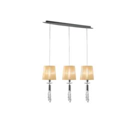 Netlighting Tiffany Pendant 3+3 Light E27+G9 Line Chrome White Shades & Crystal in Grey - thumbnail 3