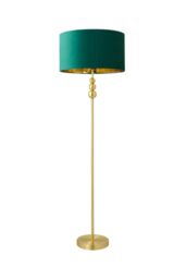 ValueLights Marissa Gold Stacked Ball Floor Lamp with Velvet with Gold Inner Shade & Bulb in Bottle Green - thumbnail 6