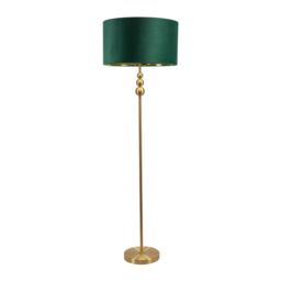 ValueLights Marissa Gold Stacked Ball Floor Lamp with Velvet with Gold Inner Shade & Bulb in Bottle Green - thumbnail 2