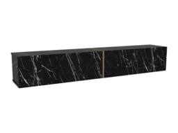 Vente-unique Wall - Mounted TV Stand With 2 Doors - Black Marble Effect - DINOMA - thumbnail 5