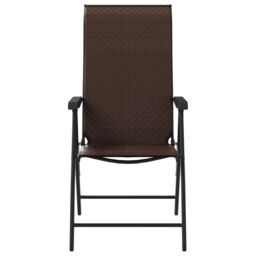Berkfield Home Folding Garden Chairs 2 pcs Brown Poly Rattan - thumbnail 5