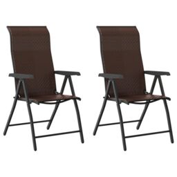 Berkfield Home Folding Garden Chairs 2 pcs Brown Poly Rattan - thumbnail 2