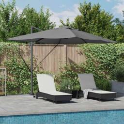 Berkfield Home Cantilever Roma Parasol with LEDs Anthracite 352x251x265 cm Aluminium in Charcoal - Size: 352 x 251 x 265 cm - thumbnail 2