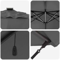 Berkfield Home Cantilever Roma Parasol with LEDs Anthracite 352x251x265 cm Aluminium in Charcoal - Size: 352 x 251 x 265 cm - thumbnail 9