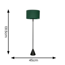 ValueLights Mitch Fabric Drum Lamp Shade Black Wood Stem Triangle Floor Lamp with LED Bulb in Bottle Green - thumbnail 5