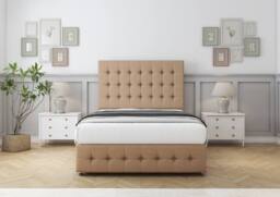 "Sloomy Berlin Dumfries Divan Base No Drawers - 54"" Headboard & 12"" Footboard in Light Brown - Size: Single" - thumbnail 2