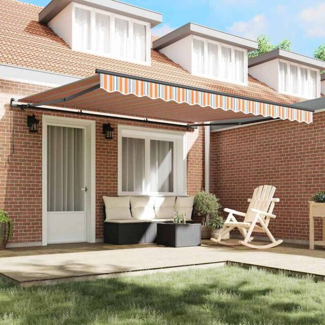 Berkfield Home Manual Retractable Awning Multicolour Stripe 400x300 cm - image 1