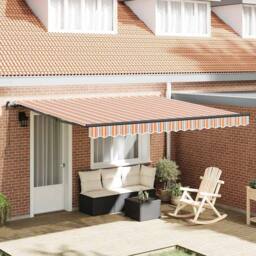Berkfield Home Manual Retractable Awning Multicolour Stripe 400x300 cm - thumbnail 2