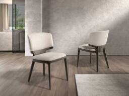 Angel Cerda Light Grey Fabric Dining Chair with Oak Legs - thumbnail 3