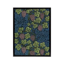 "Artery8 Grape Vine & Leaves Pattern Framed Canvas Wall Art Print W. Morris in Blue - Size: W12"" x H16""" - thumbnail 1