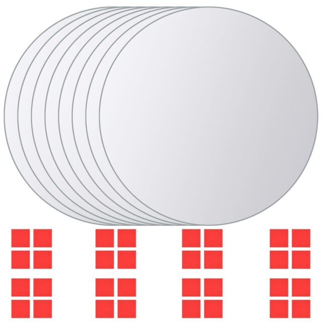 Berkfield Home 8 pcs Mirror Tiles Round Glass in Silver - image 1