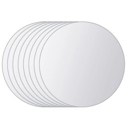 Berkfield Home 8 pcs Mirror Tiles Round Glass in Silver - thumbnail 2