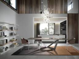 Angel Cerda Brown Leatherette Dining Chair with Armrests and - thumbnail 6