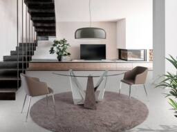 Angel Cerda Brown Leatherette Dining Chair with Armrests and - thumbnail 4