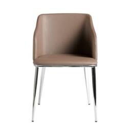 Angel Cerda Brown Leatherette Dining Chair with Armrests and - thumbnail 2