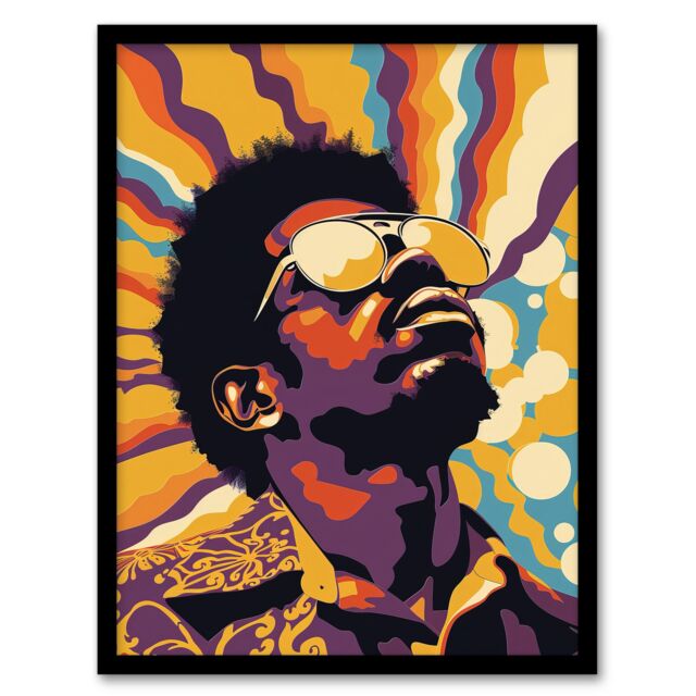 "Artery8 Funk Soul Music Man Portrait Retro Style Framed Art Print - Size: W12"" x H16""" - image 1