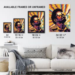 "Artery8 Funk Soul Music Man Portrait Retro Style Framed Art Print - Size: W12"" x H16""" - thumbnail 3