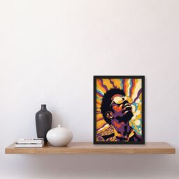 "Artery8 Funk Soul Music Man Portrait Retro Style Framed Art Print - Size: W12"" x H16""" - thumbnail 4